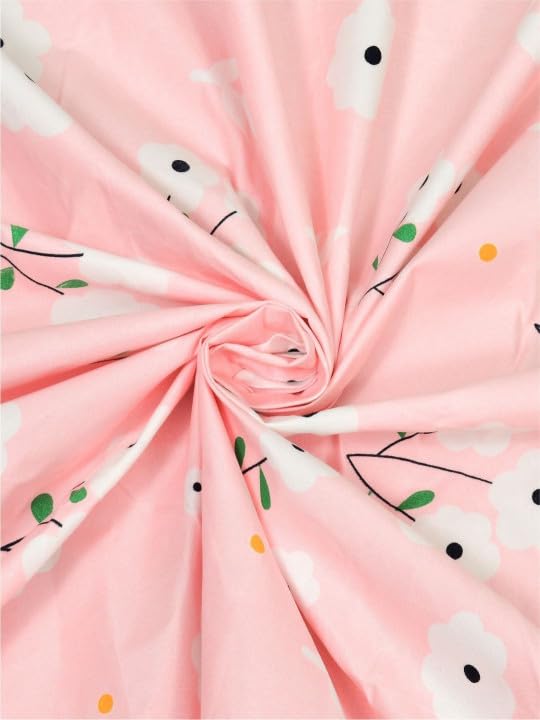 Bedsheet King Size With 2 Pillow Covers (72 X 78 Inches) Pink & White | Double Bed With All Around Elastic Fitted - Durable & Long Lasting Wrinkle Resistant Fabric