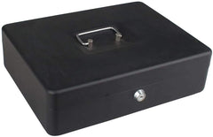 Large Cash Box With Key Lock, With Coin Try, Portable 12'' Inch Petty Cash Box, Money Safe Box, Colour - Black