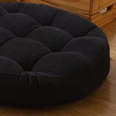 Round Velvet Floor Cushions Pillow For Living Room, Outdoor, Black - 50 X 50 Cm | For Floor Cushions, Tatami Cushion, Patio Cushion, Balcony Cushion, Floor Seating, Soft Pillow - Pack Of 2