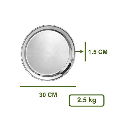 Stainless Steel Majestic Full Plate Set Of 6 Piece - Silver | Easy To Clean & Dishwasher Safe