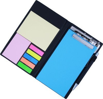 Memo Note Pad Memo Note Book With Sticky Notes & Clip Holder In Diary Style (Blue)