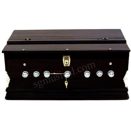 Musical Instrument Harmonium With Keyboard Cover With Lock - 39 Keys, 3 1/4 Octave, 7 Stopper (5 Stops 2 Drones), Two Reeds (Bass+ Male) | Two Side Carry Handles, Jaali Frame On Keys