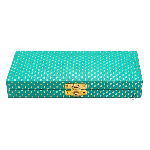 Designer Premium Mdf Wedding Box/Cash Box, Shagun Box, Decorative Box, Money Box, Gaddi Box 20 X 9 X 4cm, Colour - Turquoise , Style - Elegant