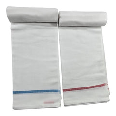 Ambika Stores & Readymades Large Size Kerala Traditional Cotton Bath Towel/Thorthu 700 Gsm | Light Weight Kerala Thorth & Stitched Towels (White) - 2 Pcs