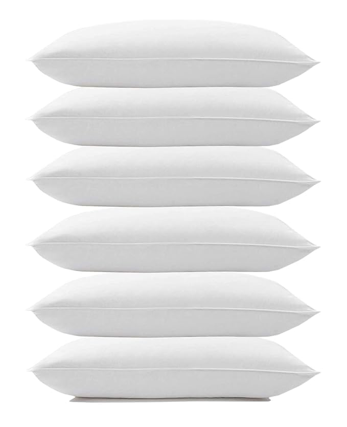 Microfiber Soft White Pillows, Pillows For Sleeping, King Size - 16x24 Inch | For Neck Support, Optimal Back & Head Support | For Long-Lasting Use - Pack Of 6