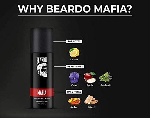 Beardo Godfather Eau De Parfum & Mafia Long Lasting No Gas Perfume Body Spray 220ml 7.4 Fl.oz. Pack Of 2 | Best Gift Set For Men