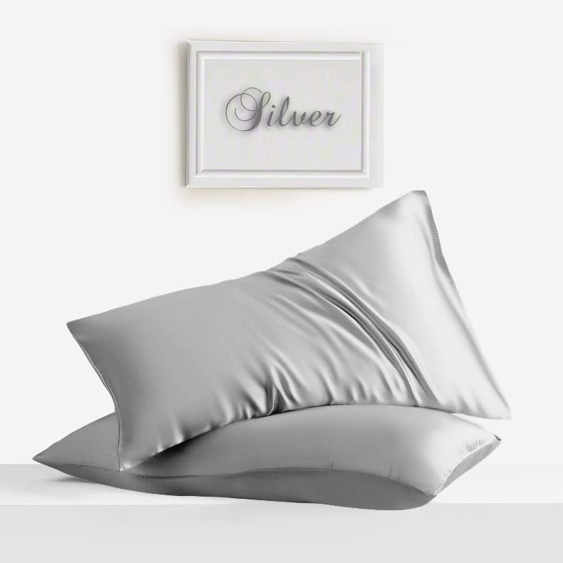 Plain Elastic Fitted King Size Bedsheet With 2 Pillow Cover - 90 X 100 Inches, Silver | 400 Thread Count Silky Soft | Naturally Soft, Breathable, & Skin-Friendly