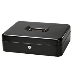 Locking Xtra Large Metal Cash Box With Money Tray, Lock Box, Colour - Black, Material - Metal, Special Feature - Portable