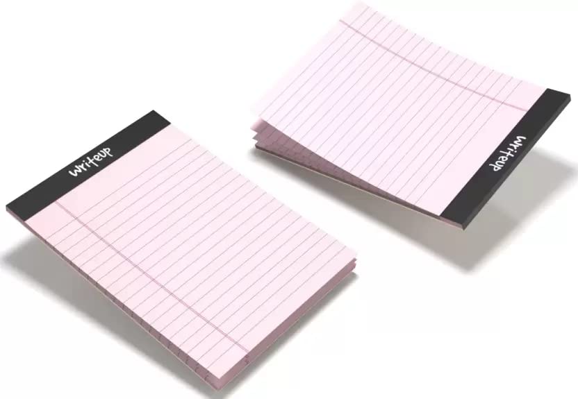 Writeup Pad For Office, Notes Writing, Premium, A5 Paper Ruled Note Pad 100 Pages (Pink) 6pcs