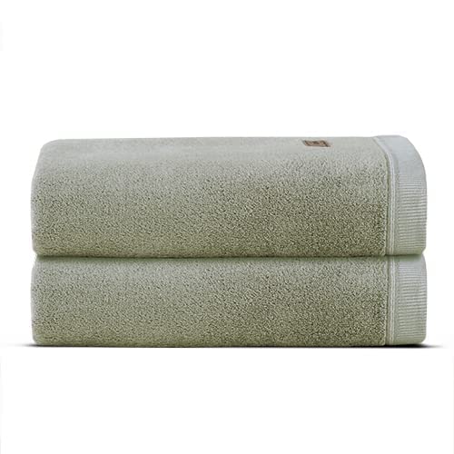 Spread Spain Bamboo Bath Towels 360 Gsm | Large Size Bamboo Bath Towel High Absorbent & Soft Bath Towel For Men & Women 2 Piece (Olive)