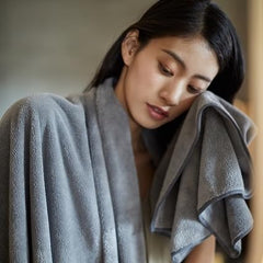 Fezora Microfiber Bath Towels | Extra Soft Plush & Quick Dry High Absorbency With Large Size Towels For Bathing (Pack Of 2, Grey & Sky Blue)