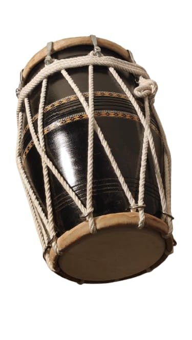 18 Bolt Tuned Sheesham Wood Pakhawaj Dholak Drum - Brown | Perfectly Symmetric Round Dholak - Mini Dholak For Festival, Wedding, Satsang | Very Easy To Tune