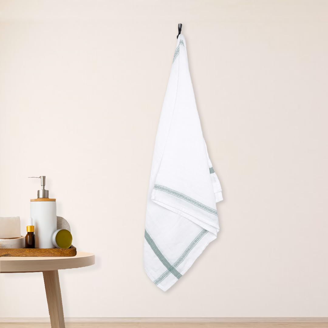 Thirsty Towel By Doctor Towels 600 Gsm | Double Cloth Cotton Bath Towel Quick Dry, Super Soft, High Absorbent | Green - Grey (Pack Of 2)