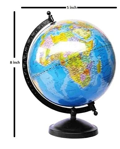 Globe For Kids Learning - 8 Inch High Rotating World Globe For Home, Office, Lab Decor, Best Gift For Kids & Students Learning, Pack Of 1