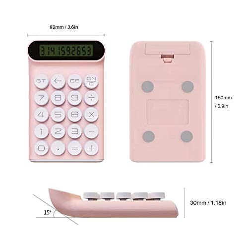 Mechanical Switch Calculator, Handheld For Daily And Basic Office,10 Digit Large LCD Display (Pink)
