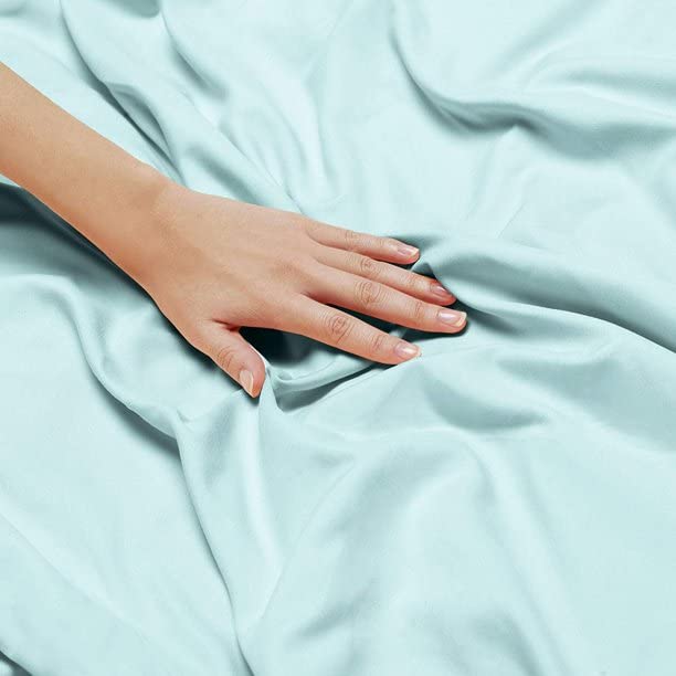 Premium Plain Single Bedsheet With 1 Pillow Cover - Size 60 X 90 Inches, Aqua | 300 Thread Count Microfiber For Single Bed