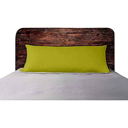 Full Body Pillow With Green Zip Cover, Long Pillow Side Sleeper, Mehndi Green | Ultra Soft Microfiber Pillow, For Cuddle, Back Side Support, Hugging, Sleeping, Washable - Pack Of 1