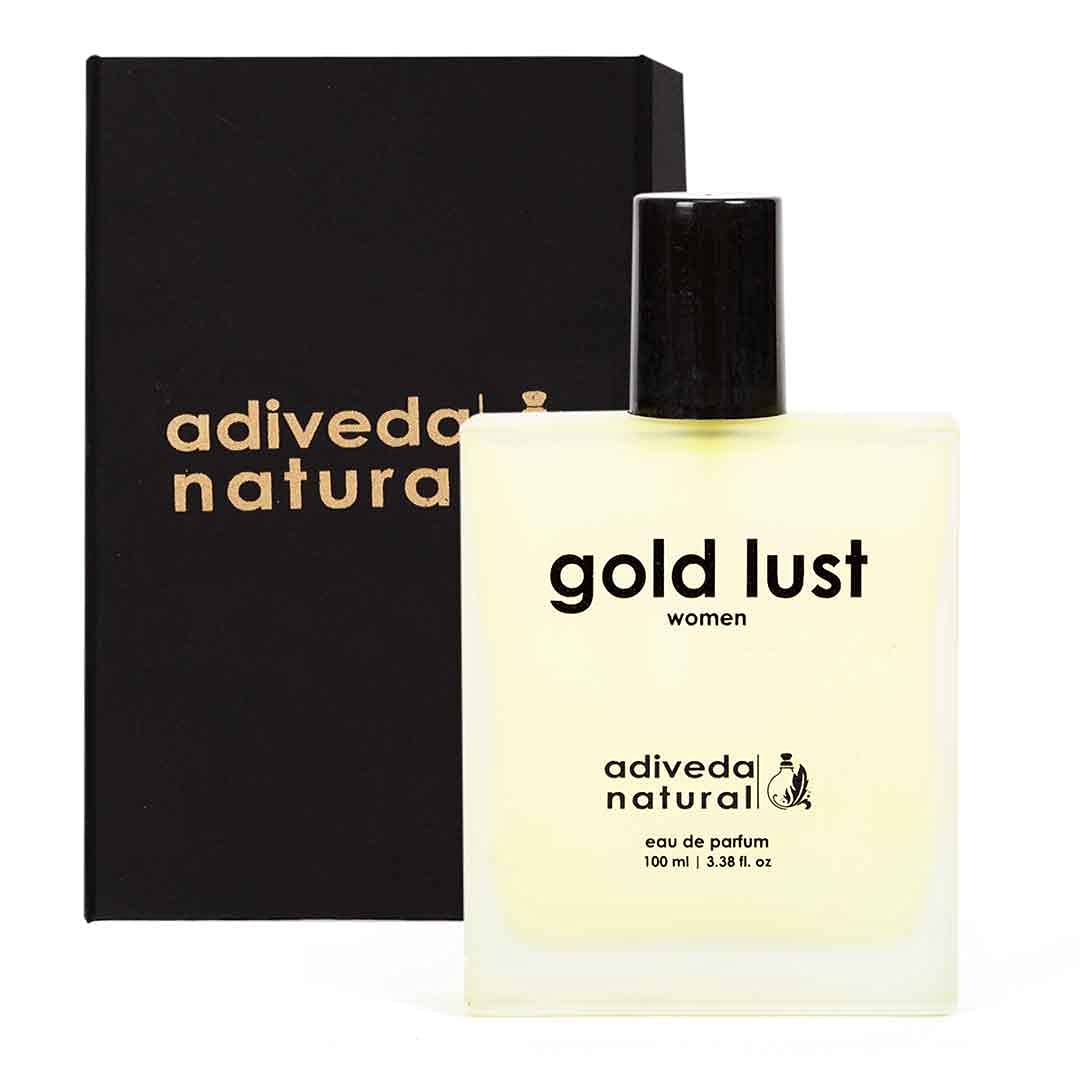 Adiveda Natural Gold Lust Eau De Parfum 100ml 3.38 Fl.oz. | Fresh Woody Perfume For Women