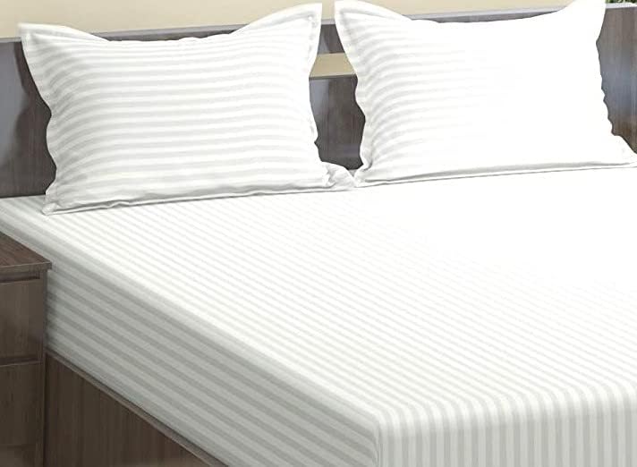 Ultra Premium 100% Pure Cotton Bedsheet For Double Bed King Size With 2 Pillow Cover | 108 X 108 Inches, White - Soft & Breathable Flat Bed Sheet Set