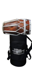 Sheesham Wood 18 Inch Dholak With Bag - Brown | Dholak For Festival, Wedding, Satsang - Very Easy To Tune, Goat Skin For Bast & Great Sound Quality
