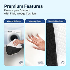 Complete Back Support Wedge Cushion With Memory Foam Pillow, White & Grey | Improves Comfort & Posture While Sitting - Working On Bed | Premium Removable Covers, Multi-Use Pillow - Pack Of 1