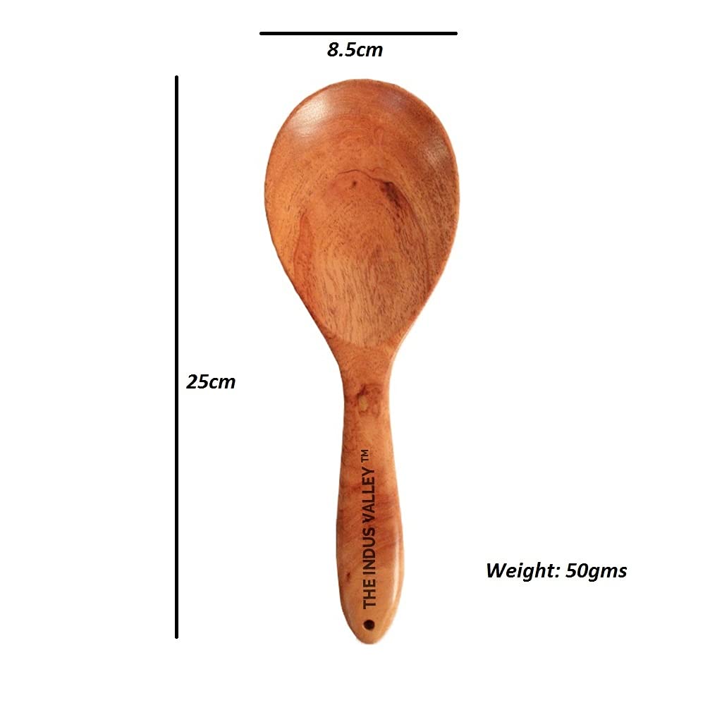 Brown Neem Wood Ladles - Wooden Flip, Spatula, Ladle For Cooking Dosa, Roti, Chapati | Kitchen Tools - No Harmful Polish, Handmade | Cookware - Neem Wood, Set Of 3