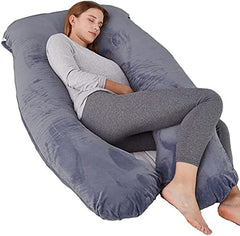 Pregnancy Pillow, Maternity Body Pillow For Sleeping, U Shaped Pillow, Grey - 55 Inch | Full Body Pillow, Pregnancy Pillow For Pregnant Women, Support Belly & Back, Head, Velvet Cover