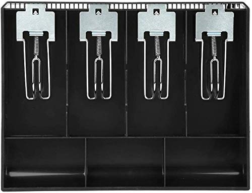 Abs Cash Tray Drawer, 4 Cash And 3 Coin Compartment, Cashier Storage Safe Box | 32.2 X 3.5 X 24.5 Cm, Colour - Black, Material - Abs Plastic