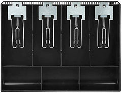 Abs Cash Tray Drawer, 4 Cash And 3 Coin Compartment, Cashier Storage Safe Box | 32.2 X 3.5 X 24.5 Cm, Colour - Black, Material - Abs Plastic