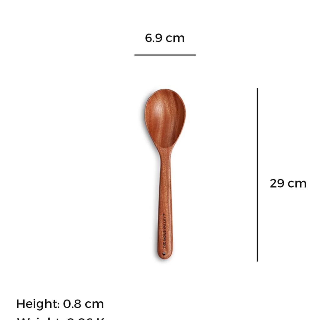 Brown Neem Wood Compact Flip, Spatula, Ladle For Cooking Dosa, Roti, Chapati | Kitchen Tools - No Harmful Polish, Naturally Non-Stick | Handmade Set Of 6, 23 Cm