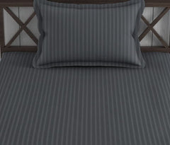 Cotton Single Bedsheet 1 Pillow Cover - 38 X 80 Inches, Dark Grey | All Around Elastic Fitted Bedsheet | Durable & Long Lasting Fabric, Naturally Breathable & Wrinkle Free