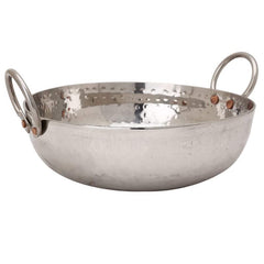 Silver Sandwich Bottom Stainless Steel Kadhai Or Kadai Cookware - 1.5 Liters, 10 No. | Authentic Look - Heavy Gauge Kadhai