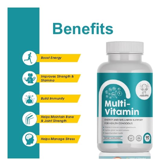 Assentia Multivitamin For Unisex Vitamin, For Hair Growth Glowing Skin Immunity, Vitamin C, D3 Multimineral 45 Ingredients | 180 Tablets , 300gm 0.66lbs