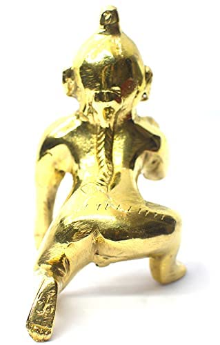 Laddu Gopal Brass Idol, Bal Gopal, Thakur Ji Idol, Gold, Brass, Idol - Size No.2, Baby Krishna Murti, Made In India, Handmade, Occasion, God Idols, Makhan Chor, Janmashtami Specials