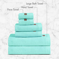 Spread Spain Bamboo Towel Bath, Hand & Face Towel 1950 Gsm | High Absorbent Super Soft | Hotel Spa Decorative Bathroom Towels | Mint (Set Of 6)