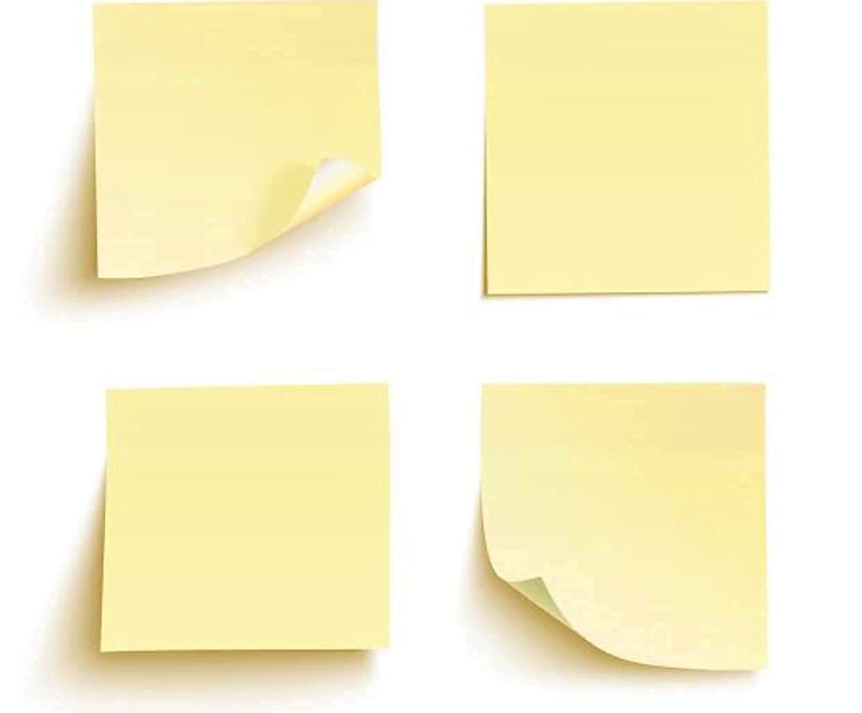 400 Pcs Pastel Yellow Sticky Notes (Pack Of 4 X 100 Sheets) Perfect For School & Office Use