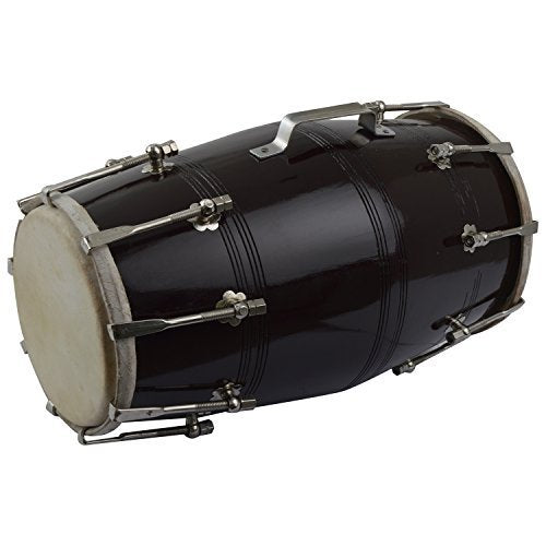 Wooden Musical Dholak Instrument Drum Nuts & Bolt - Black | Perfectly Symmetric Round Dholak - Dholak For Festival, Wedding, Satsang | Very Easy To Tune