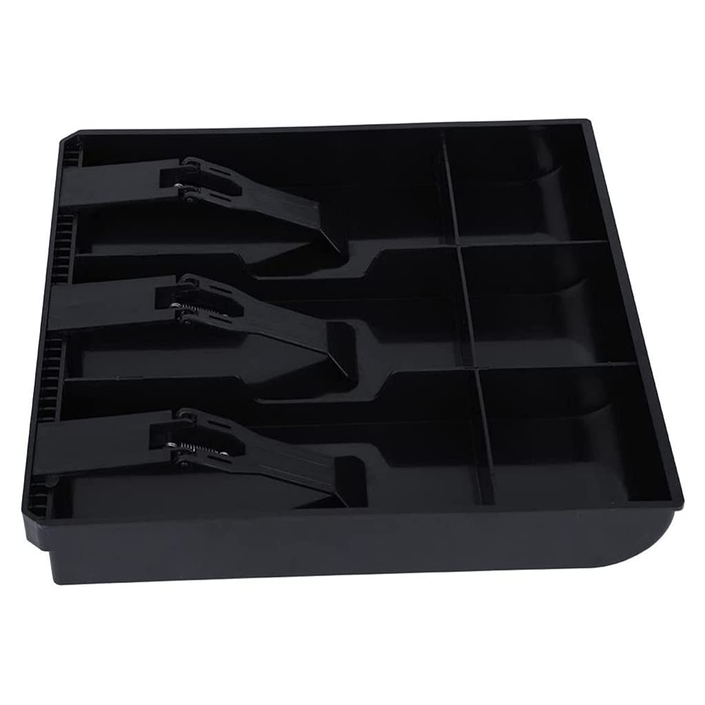 Slot Case Drawer, Counter Case Plastic Case Cash Register Box Cashier Coin Drawer Box Cash Drawer Tray 3 Slot Cash Tray, 24.6x24.4cm/9.68x9.60 In, Colour - Black
