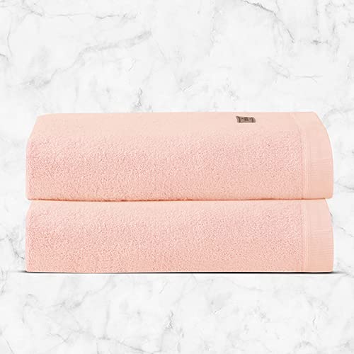 Spread Spain Bamboo Bath Towels 360 Gsm | Large Size Bamboo Bath Towel High Absorbent & Soft Bath Towel For Men & Women 2 Piece (Peach)