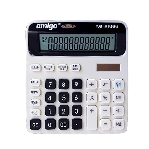Adoere MI-556N 112steps Check & Correct Calculator For Office, Shops And Student 12 Digit Display (Black & White)