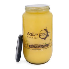 100% Natural Pure A2 Cow Ghee By Active Moo Farms | Good Source Of Vitamin A, E & Healthy Desi Cow Ghee | (500ml) 16.9 Ounce | Jar Pack