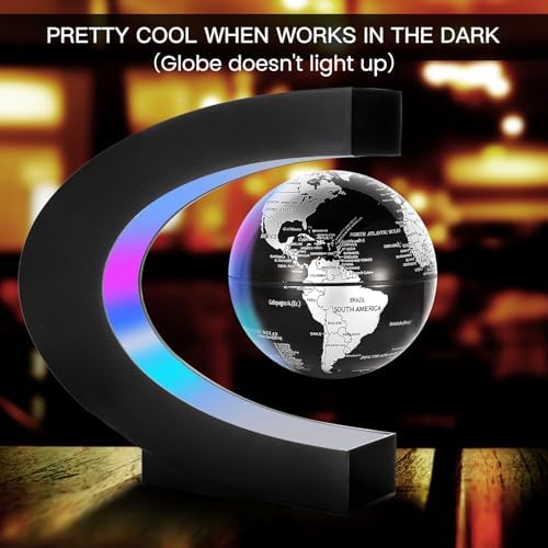 Magnetic Levitation Floating World Map Globe With C Shape Base, Best Business Men Gift, Floating Globe With Led Lights, Students & Teacher Birthday Gift, Pack Of 1