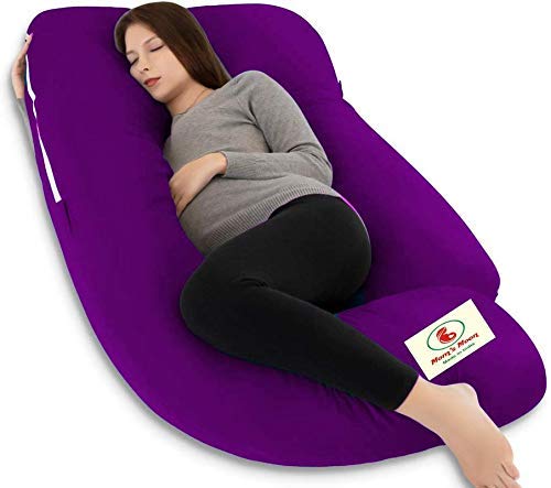 Premium Multipurpose Microfiber Pregnancy Pillow For Pregnant Women - Purple | 100% Cotton, Zippered Cover, Lightweight, Removable Cover, Full Body Pillow, Soft Pillow - Pack Of 1