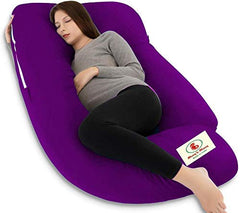 Premium Multipurpose Microfiber Pregnancy Pillow For Pregnant Women - Purple | 100% Cotton, Zippered Cover, Lightweight, Removable Cover, Full Body Pillow, Soft Pillow - Pack Of 1