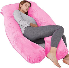 Pregnancy Pillow, Maternity Body Pillow For Sleeping, U Shaped Pillow, Pink - 55 Inch | Full Body Pillow, Pregnancy Pillow For Pregnant Women, Support Belly & Back, Removable Velvet Cover