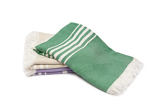 Mush 100% Bamboo Light Weight & Ultra-Compact Turkish Towel | Super Soft, Absorbent, Quick Dry, Anti-Odor Bamboo Towel (Pack Of 4) - Multicolor