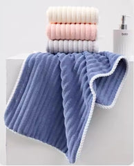 HomeCloud Microfiber Soft & Fuffy Hand Towel 800 Gsm | Hanging Loop Soft, Highly Absorbent & Fast Dry Hand Towel (Set Of 4) - Linning Multicolor