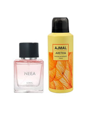 L Aretha Eau De Parfum 50ml 1.6 Fl.oz. & Neea Deodorant 150ml 5 Fl.oz. Party Wear Gift For Women Pack Of 2