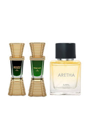 Ajmal Jannatul Firdaus Cp & Majmua Cp Citrus 10ml 0.3 Fl.oz. Alcohol-free Attar  Each X2  For Unisex & Aretha Eau De Parfum 50ml 1.6 Fl.oz.  | Combo Of 3 For Unisex