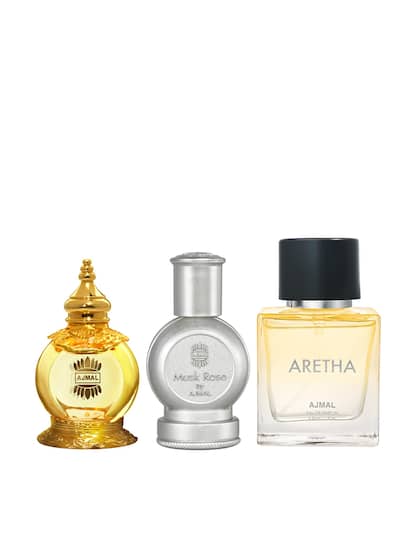 Ajmal Set Of 3 Perfumes Mukhallat Al Wafa + Musk Rose Attar Perfum 12ml 0.4 Fl.oz. Each X2 + Aretha Eau De Parfum 50ml 1.6 Fl.oz. | For Unisex